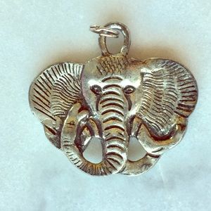 Silver Toned Etched Elephant Pendant